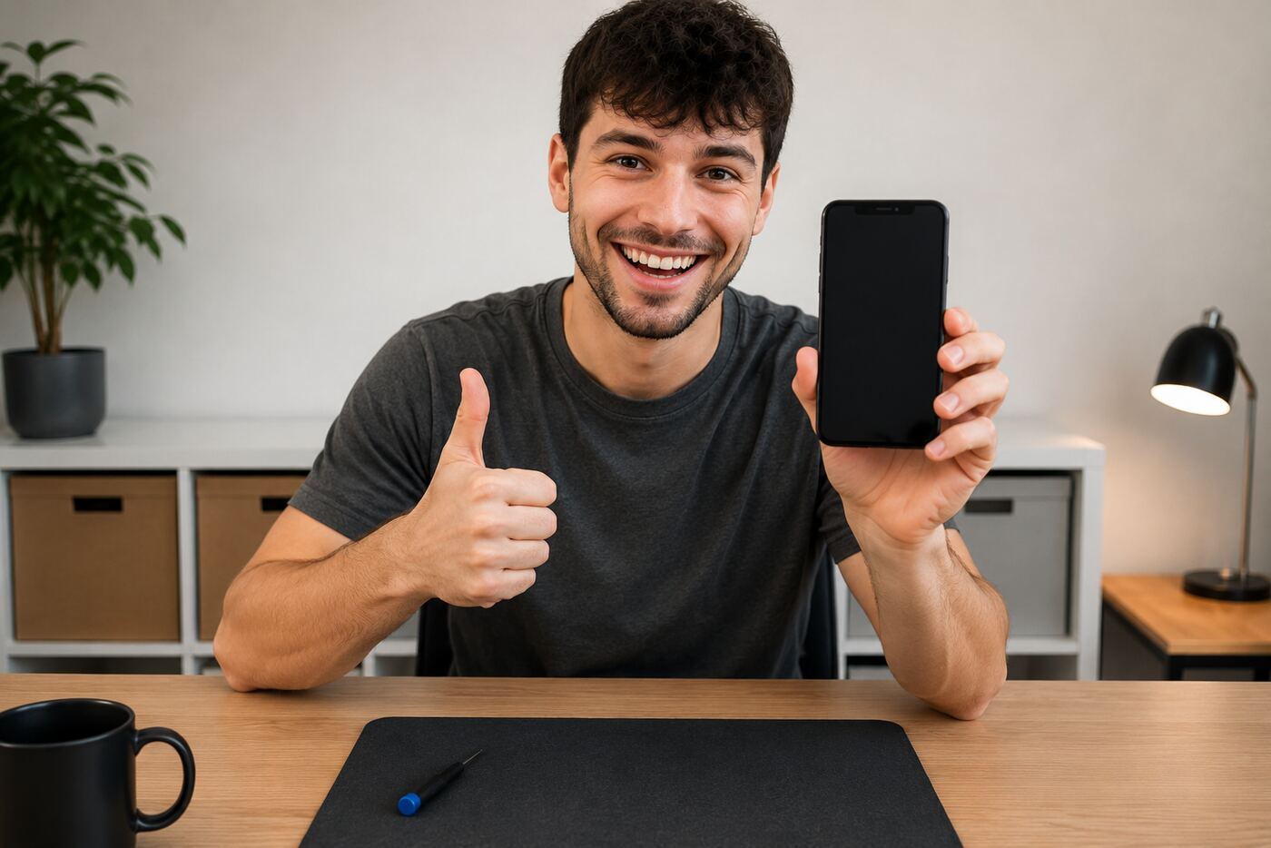 Zufriedener Kunde nach erfolgreicher iPhone Display Reparatur