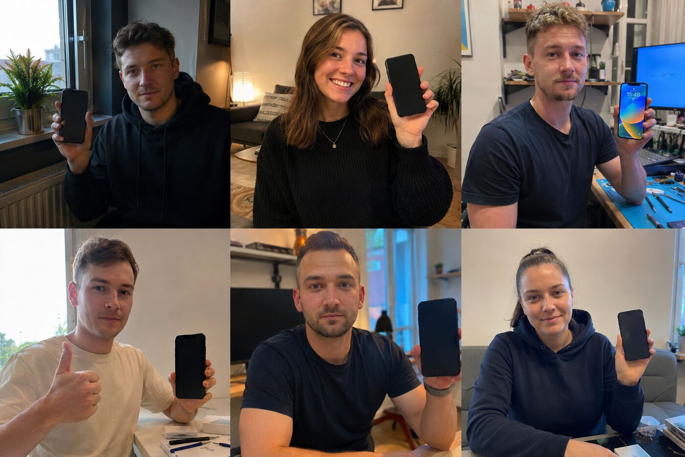 Zufriedene Kunden nach erfolgreicher iPhone Display-Reparatur