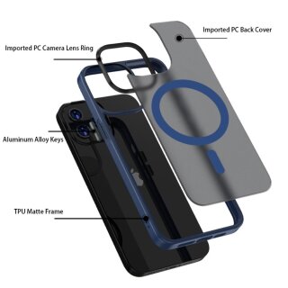 iPhone 13 Pro Bumper mit R&uuml;ckseiten-Schutz &amp; MegSafe Funktion - Blau