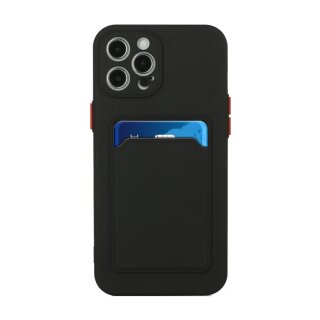 iPhone 13 Pro Schutzh&uuml;lle mit Kartenfach und Kamera-Schutz - Schwarz