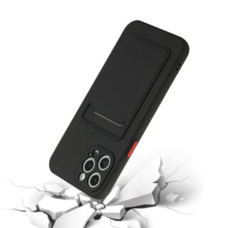 iPhone 13 Pro Schutzh&uuml;lle mit Kartenfach und Kamera-Schutz - Schwarz