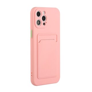 iPhone 13 Pro Schutzh&uuml;lle mit Kartenfach und Kamera-Schutz - Pink