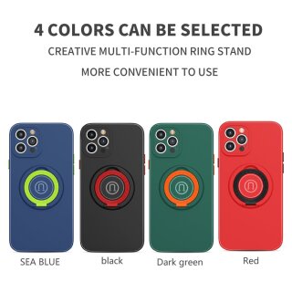 iPhone 13 Pro H&uuml;lle mit Ring Halter f&uuml;r Finger &amp; Magnet - Blau / Neongelb