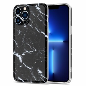 iPhone 13 Pro Max Silikonhülle - Marmor Design - Schwarz