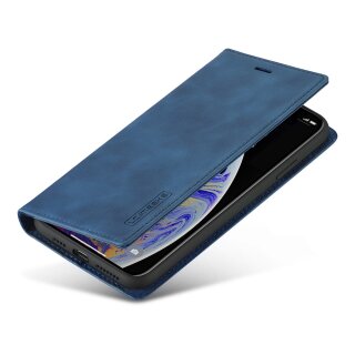 iPhone X / XS Klapph&uuml;lle mit Kartenfach &amp; Magnetverschluss - Blau