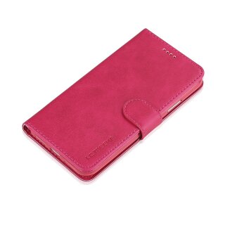 iPhone X / XS Klapph&uuml;lle mit Kartenfach und Aufsteller aus PU-Leder - Pink