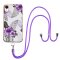 iPhone XR Handykette im Marmor Design - Lila/Blumen