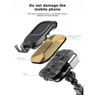 Baseus iPhone KFZ Halter inkl. drahtlosem Ladeger&auml;t - MagSafe kompatibel - schwarz
