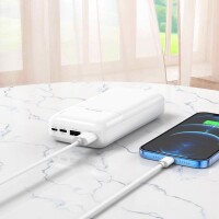 Borofone Power Bank 20.000mAh BJ16A Cube - 2xUSB 1xUSB-C - Wei&szlig;