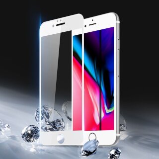 iPhone 8 Plus Premium Panzerglas 4D 2er-Pack Wei&szlig;