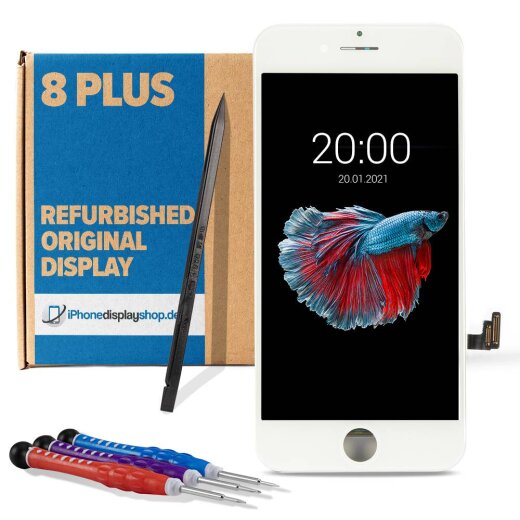 iPhone 8 Plus Refurbished Original Display + Touchscreen weiß mit Werkzeug Kit