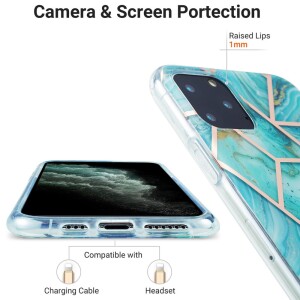 iPhone 11 Pro Silikonhülle - Marmor Glam - Türkis 1