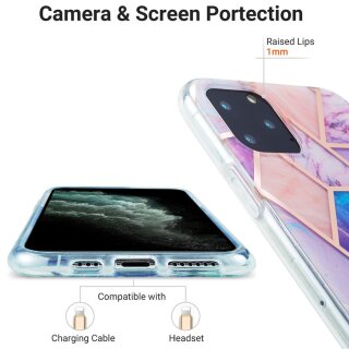 iPhone 11 Pro Silikonh&uuml;lle - Marmor Glam - Violett / Pink