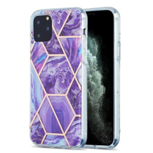 iPhone 11 Pro Silikonh&uuml;lle - Marmor Glam - Violett /...