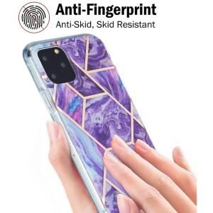 iPhone 11 Pro Silikonh&uuml;lle - Marmor Glam - Violett / Rosa