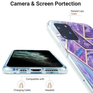 iPhone 11 Pro Silikonhülle - Marmor Glam - Violett / Rosa