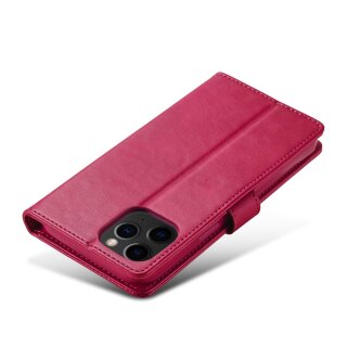 iPhone 12 Mini Klapph&uuml;lle mit Kartenfach und Aufsteller aus PU-Leder - Rot