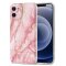 iPhone 12 Mini H&uuml;lle - Marmor Glam - Pink / Wei&szlig;