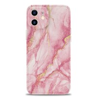 iPhone 12 Mini Hülle - Marmor Glam - Pink / Weiß