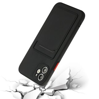 iPhone 12 Mini Schutzh&uuml;lle mit Kartenfach und Kamera-Schutz - Schwarz