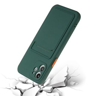 iPhone 12 Mini Schutzh&uuml;lle mit Kartenfach und Kamera-Schutz - Gr&uuml;n
