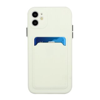 iPhone 12 Mini Schutzh&uuml;lle mit Kartenfach und Kamera-Schutz - Wei&szlig;