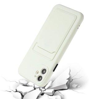 iPhone 12 Mini Schutzh&uuml;lle mit Kartenfach und Kamera-Schutz - Wei&szlig;