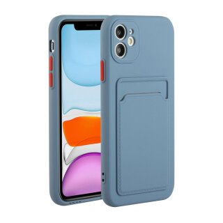 iPhone 12 Mini Schutzh&uuml;lle mit Kartenfach und Kamera-Schutz - Blau