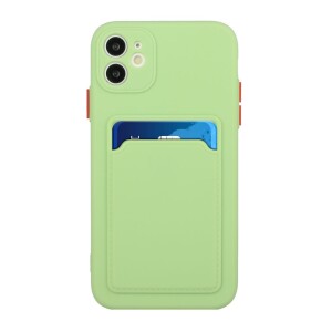 iPhone 12 Mini Schutzh&uuml;lle mit Kartenfach und Kamera-Schutz - Hellgr&uuml;n