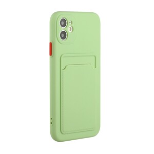 iPhone 12 Mini Schutzh&uuml;lle mit Kartenfach und Kamera-Schutz - Hellgr&uuml;n