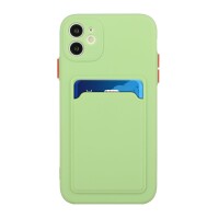 iPhone 12 Mini Schutzh&uuml;lle mit Kartenfach und Kamera-Schutz - Hellgr&uuml;n