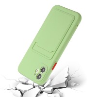 iPhone 12 Mini Schutzh&uuml;lle mit Kartenfach und Kamera-Schutz - Hellgr&uuml;n