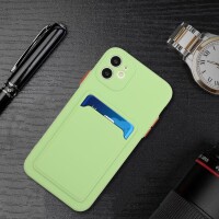 iPhone 12 Mini Schutzh&uuml;lle mit Kartenfach und Kamera-Schutz - Hellgr&uuml;n