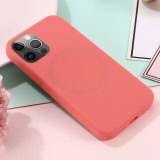 iPhone 12 Pro Max H&uuml;lle aus Silikon mit MagSafe Funktion - Pink