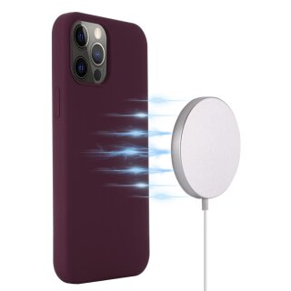 iPhone 12 Pro Max H&uuml;lle aus Silikon mit MagSafe Funktion - Rot