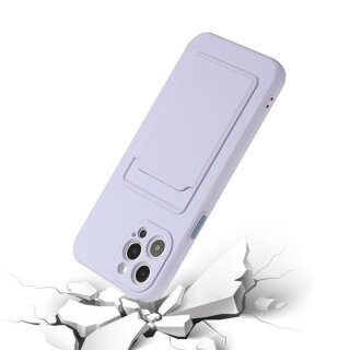iPhone 12 Pro Max Schutzh&uuml;lle mit Kartenfach und Kamera-Schutz - Lila