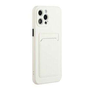iPhone 12 Pro Max Schutzh&uuml;lle mit Kartenfach und Kamera-Schutz - Wei&szlig;