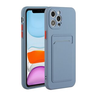 iPhone 12 Pro Max Schutzh&uuml;lle mit Kartenfach und Kamera-Schutz - Blau