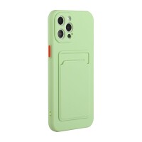 iPhone 12 Pro Max Schutzh&uuml;lle mit Kartenfach und Kamera-Schutz - Hellgr&uuml;n