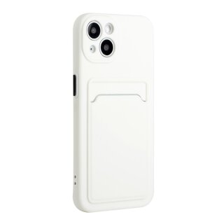 iPhone 13 Mini Schutzh&uuml;lle mit Kartenfach und Kamera-Schutz - Wei&szlig;