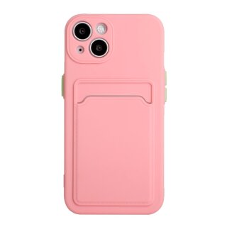 iPhone 13 Mini Schutzh&uuml;lle mit Kartenfach und Kamera-Schutz - Pink