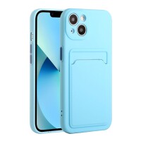 iPhone 13 Mini Schutzh&uuml;lle mit Kartenfach und Kamera-Schutz - Babyblau