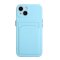 iPhone 13 Mini Schutzh&uuml;lle mit Kartenfach und Kamera-Schutz - Babyblau