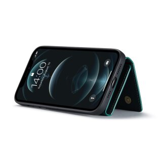 iPhone 13 Pro H&uuml;lle mit Magnet-Kartenfach &amp; Geldbeutel - Gr&uuml;n